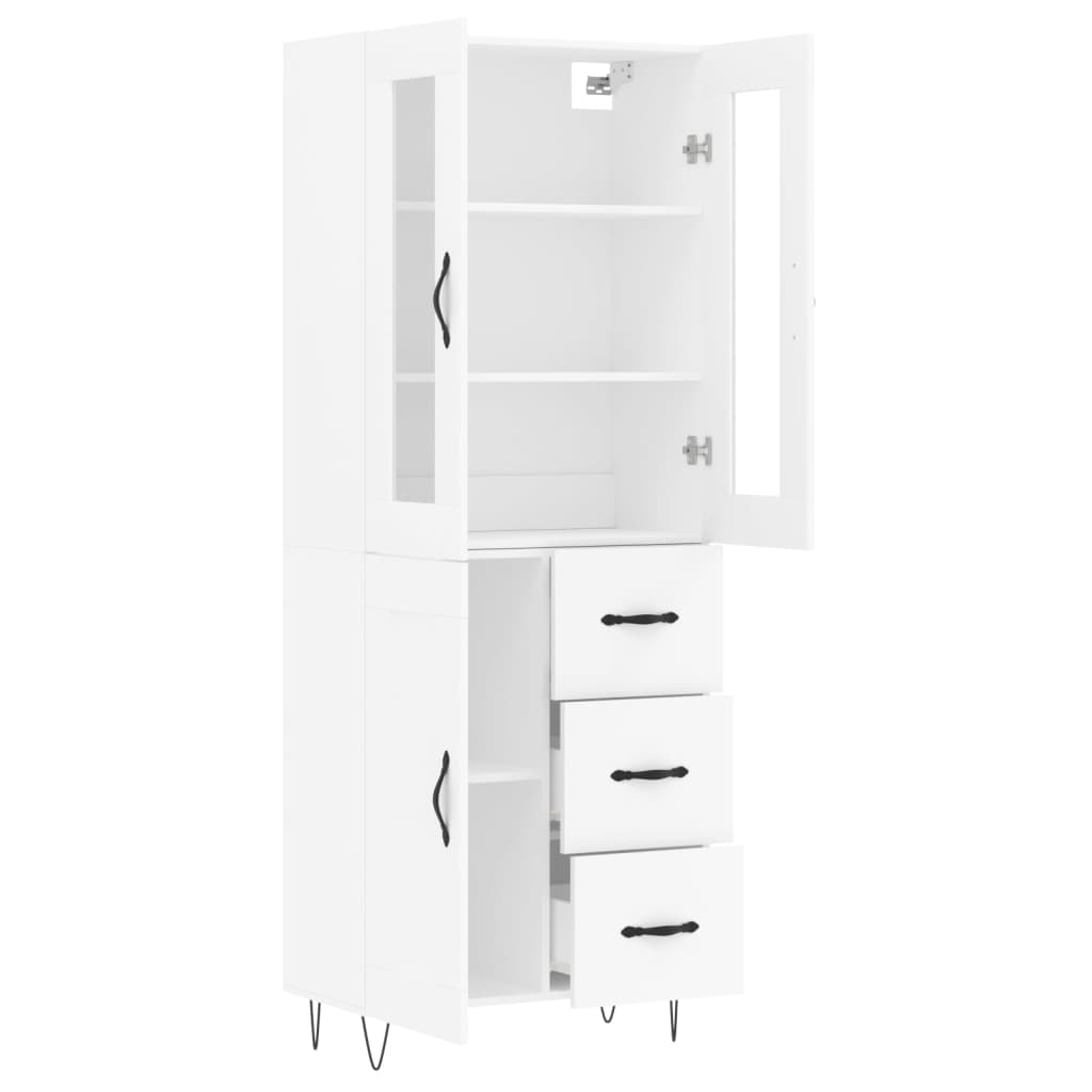 Visoka komoda bijela 69,5x34x180 cm konstruirano drvo