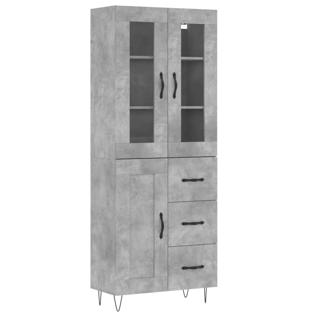 Visoka komoda siva betona 69,5x34x180 cm od konstruiranog drva
