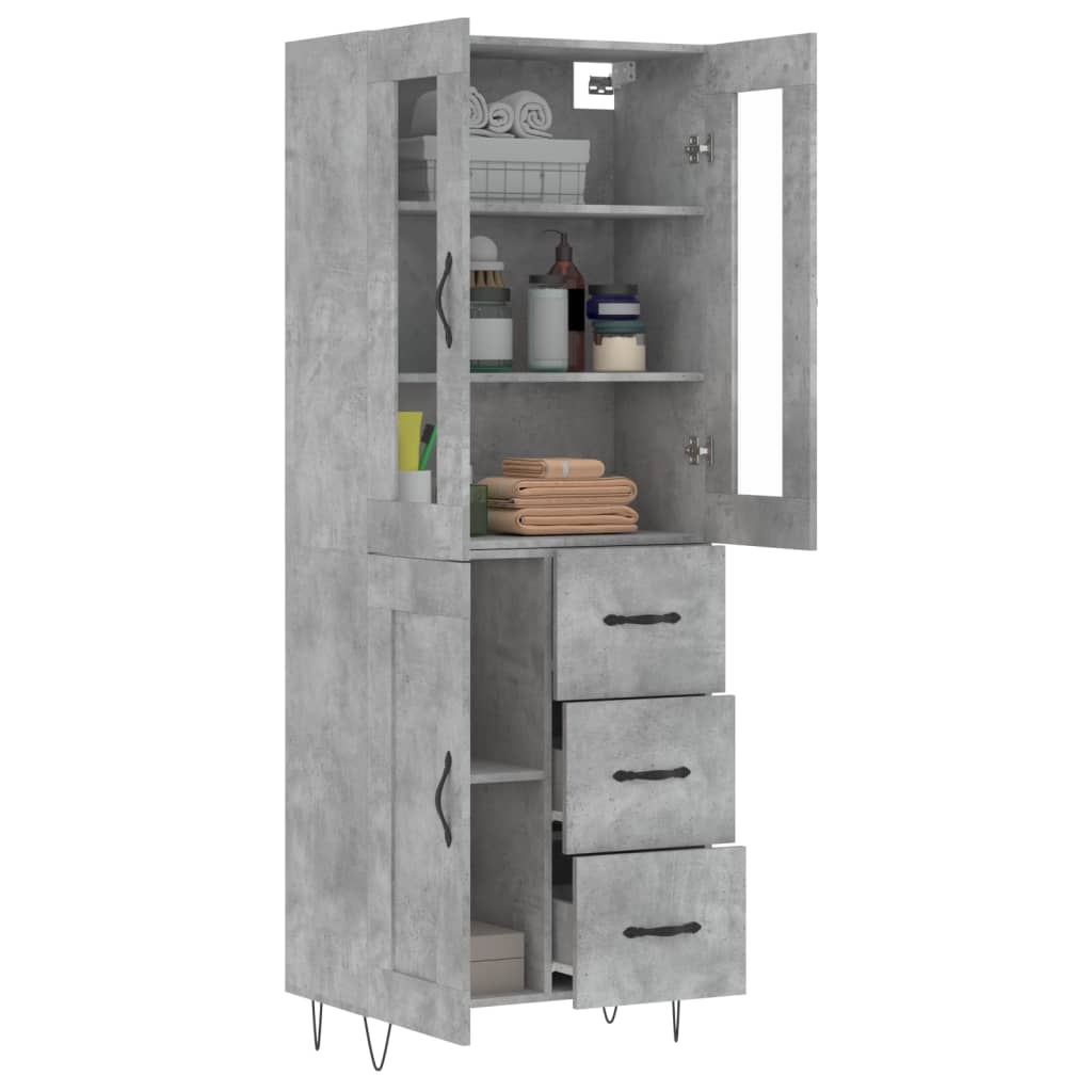 Visoka komoda siva betona 69,5x34x180 cm od konstruiranog drva