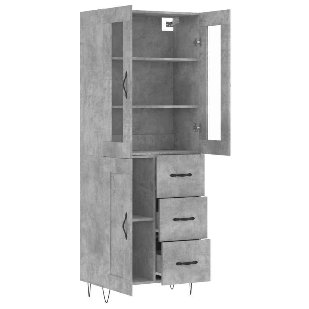 Visoka komoda siva betona 69,5x34x180 cm od konstruiranog drva