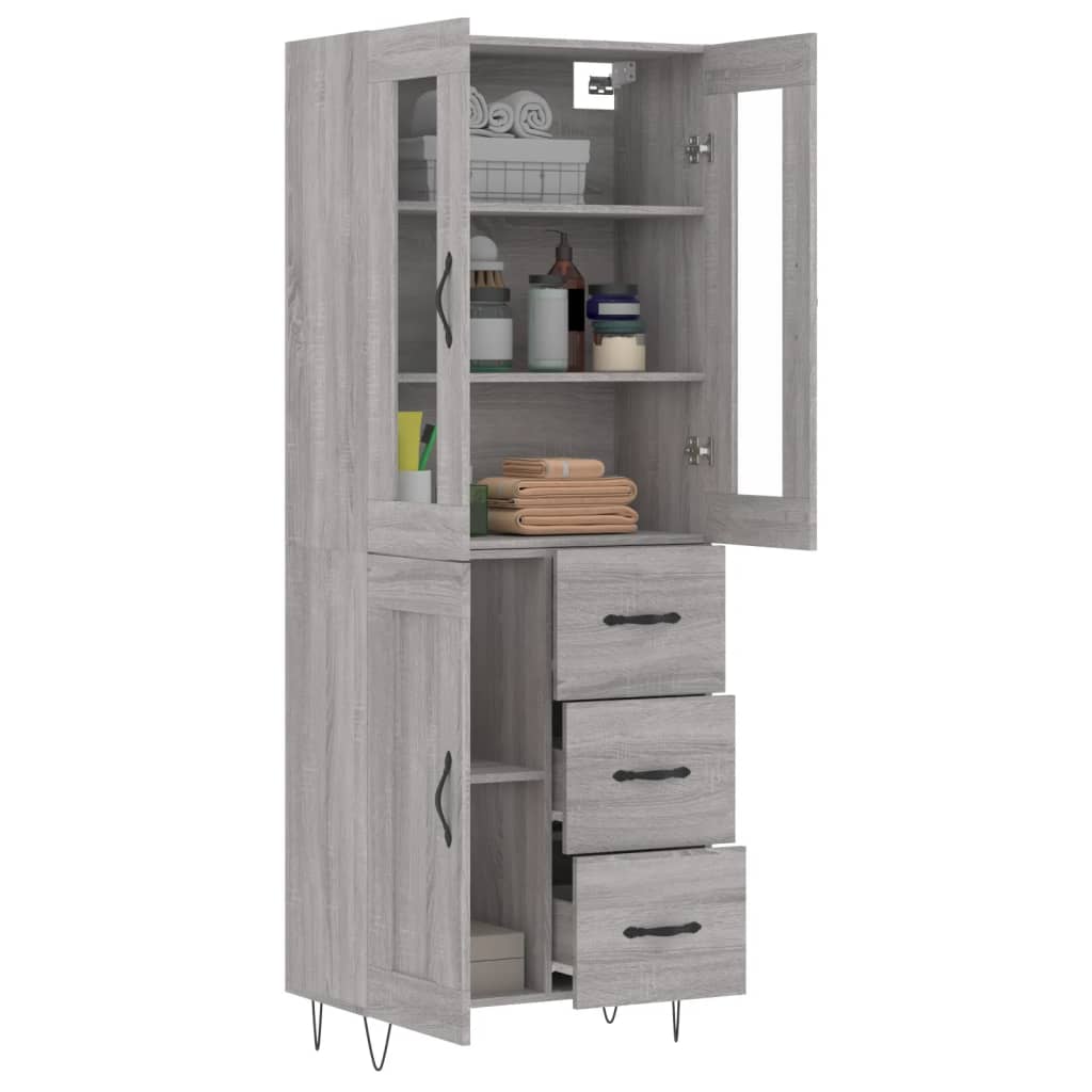 Visoka komoda siva sonome 69,5x34x180 cm od konstruiranog drva