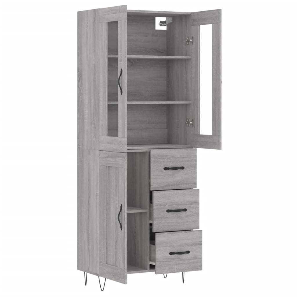 Visoka komoda siva sonome 69,5x34x180 cm od konstruiranog drva