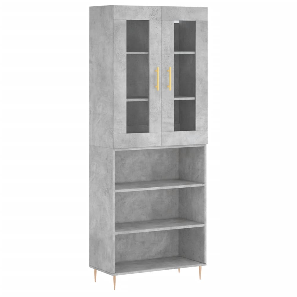 Visoka komoda siva betona 69,5x34x180 cm od konstruiranog drva