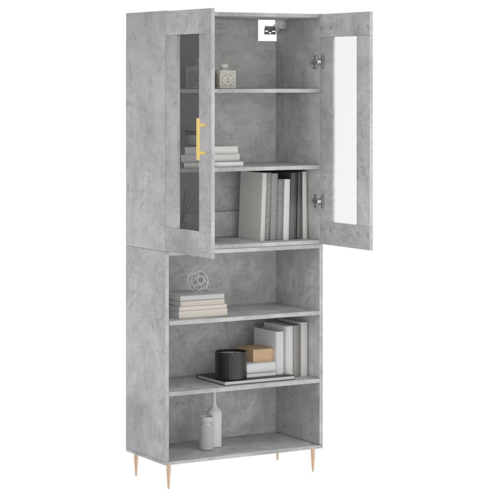 Visoka komoda siva betona 69,5x34x180 cm od konstruiranog drva