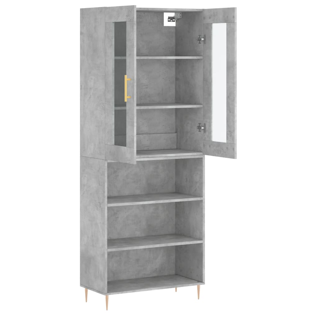Visoka komoda siva betona 69,5x34x180 cm od konstruiranog drva