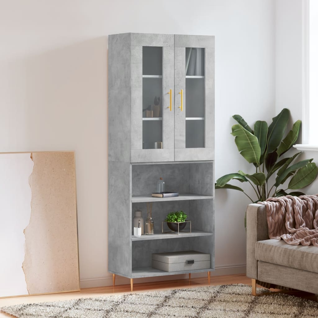 Visoka komoda siva betona 69,5x34x180 cm od konstruiranog drva