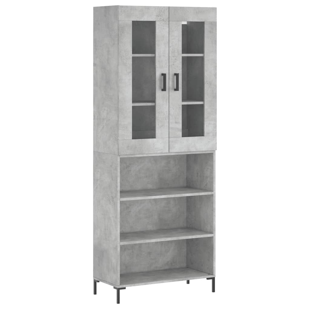 Visoka komoda siva betona 69,5x34x180 cm od konstruiranog drva