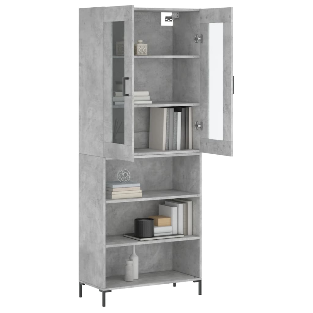 Visoka komoda siva betona 69,5x34x180 cm od konstruiranog drva