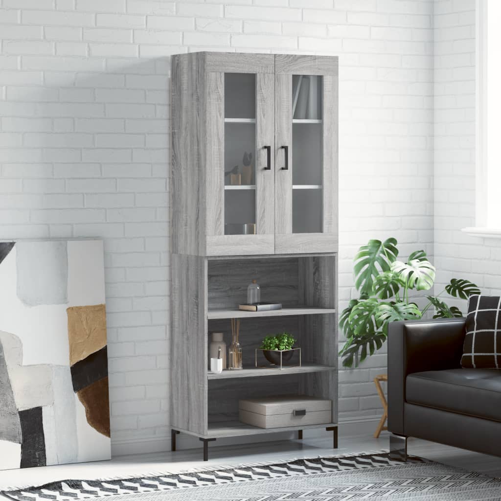 Visoka komoda siva sonome 69,5x34x180 cm od konstruiranog drva