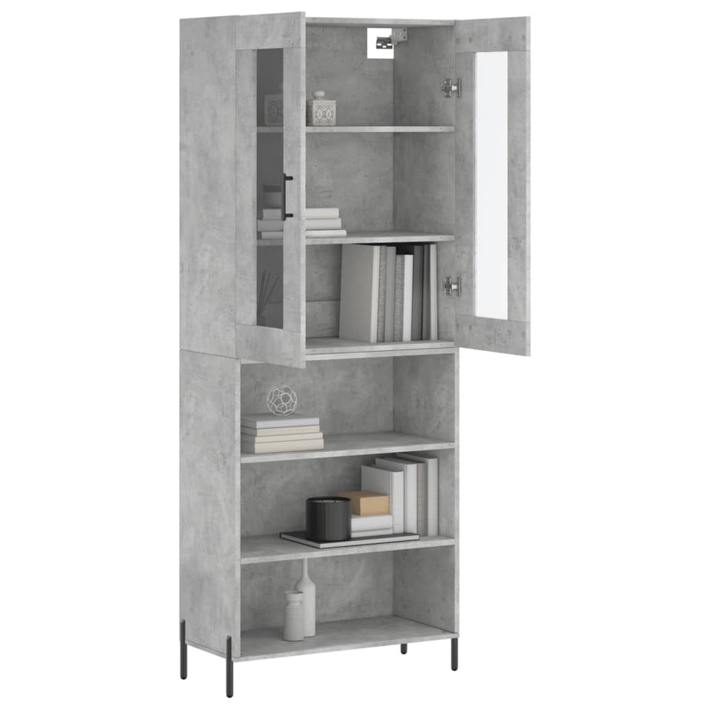 Visoka komoda siva betona 69,5x34x180 cm od konstruiranog drva