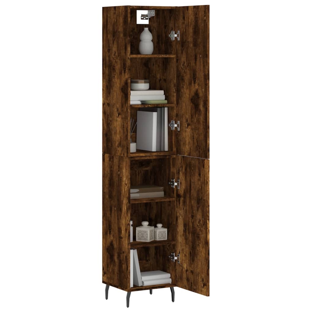 Visoka komoda dimljeni hrast 34,5x34x180cm konstruiranog drva