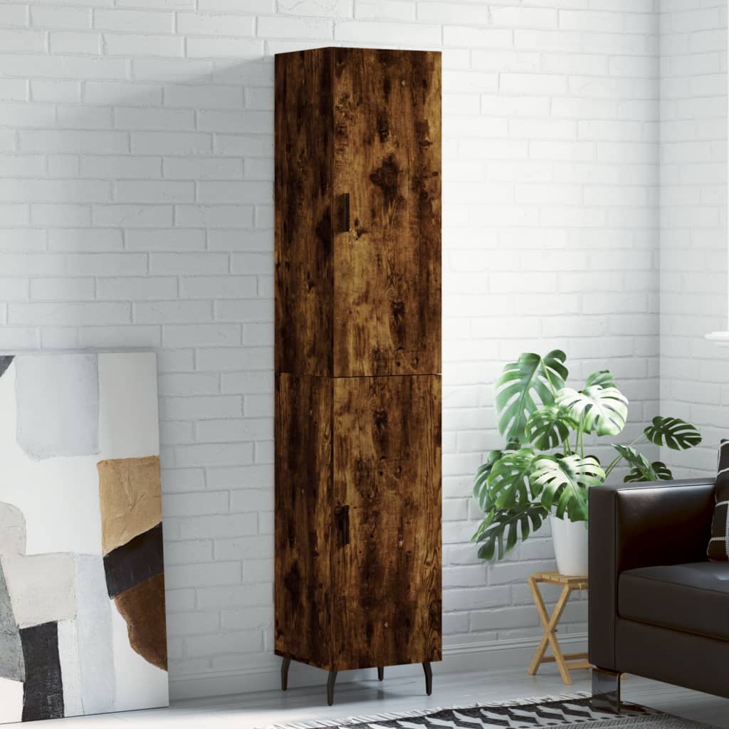 Visoka komoda dimljeni hrast 34,5x34x180cm konstruiranog drva