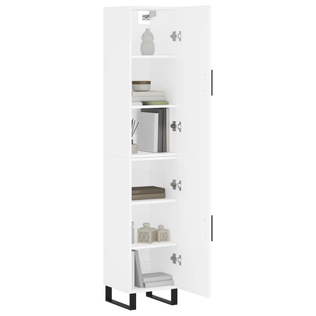 Visoka komoda bijeli 34,5x34x180 cm od konstruiranog drva