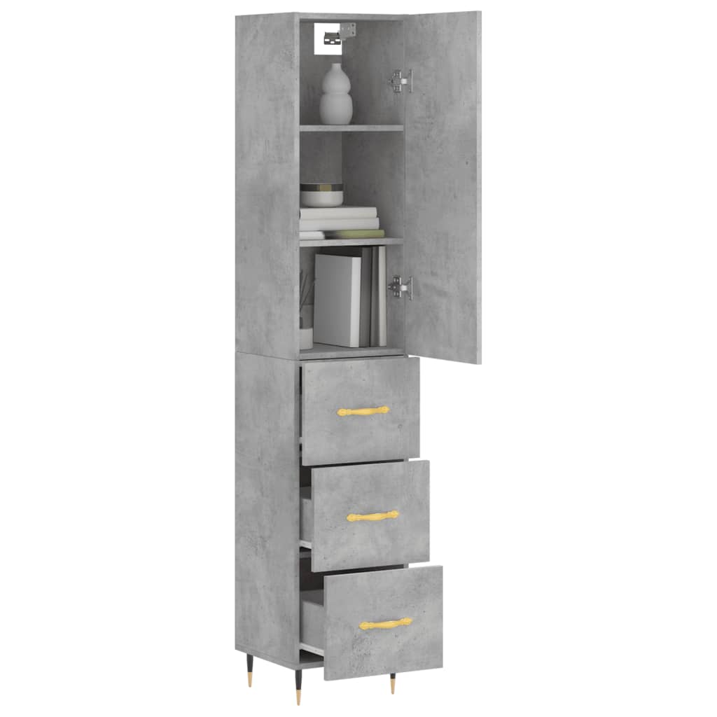 Visoka komoda siva betona 34,5x34x180 cm od konstruiranog drva