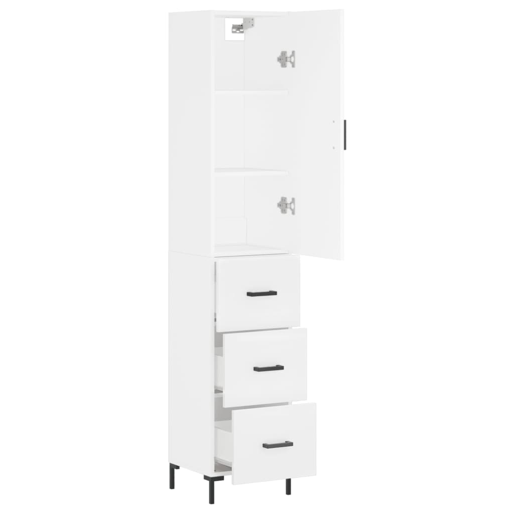 Visoka komoda bijeli 34,5x34x180 cm od konstruiranog drva