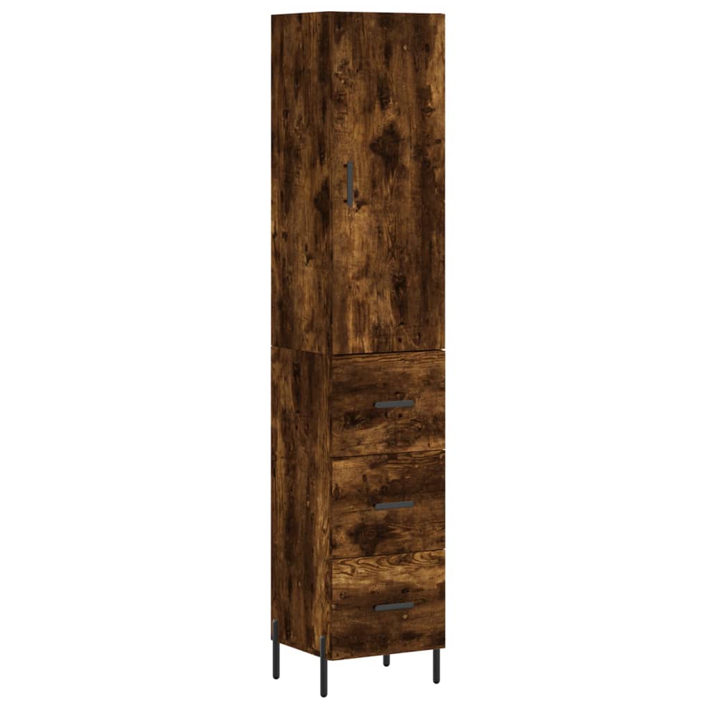 Visoka komoda dimljeni hrast 34,5x34x180cm konstruiranog drva