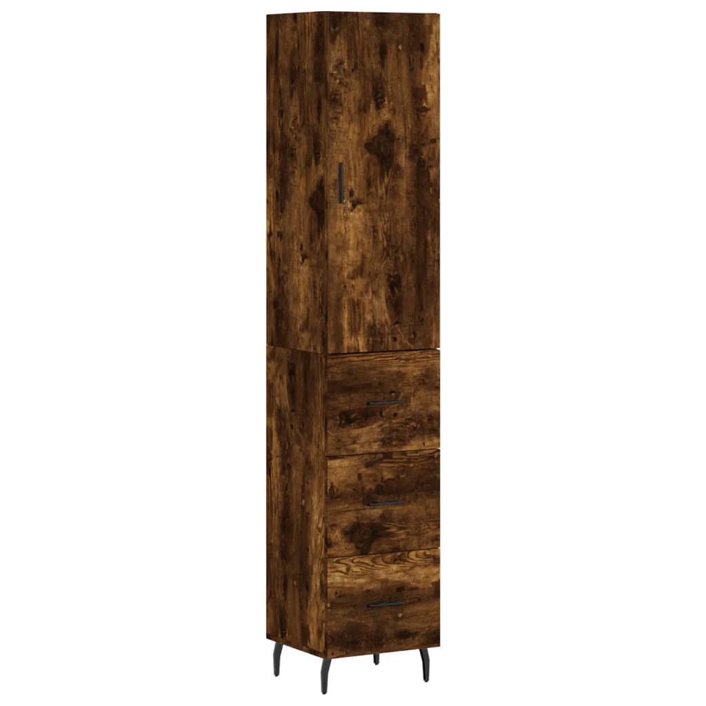 Visoka komoda dimljeni hrast 34,5x34x180cm konstruiranog drva