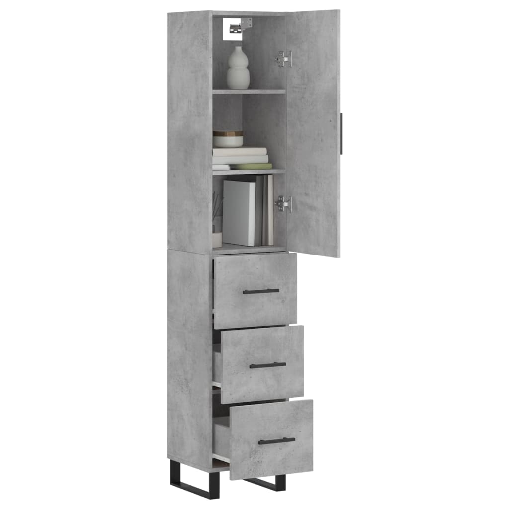 Visoka komoda siva betona 34,5x34x180 cm od konstruiranog drva
