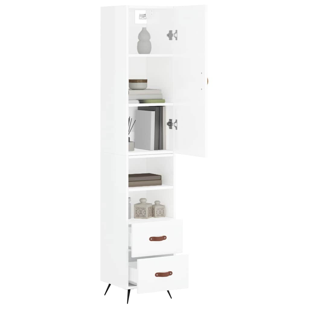 Visoka komoda sjajna bijela 34,5x34x180 cm konstruirano drvo