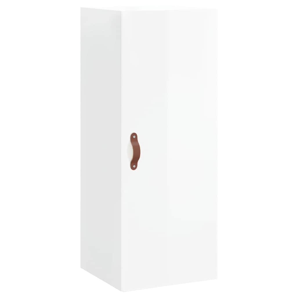Visoka komoda sjajna bijela 34,5x34x180 cm konstruirano drvo