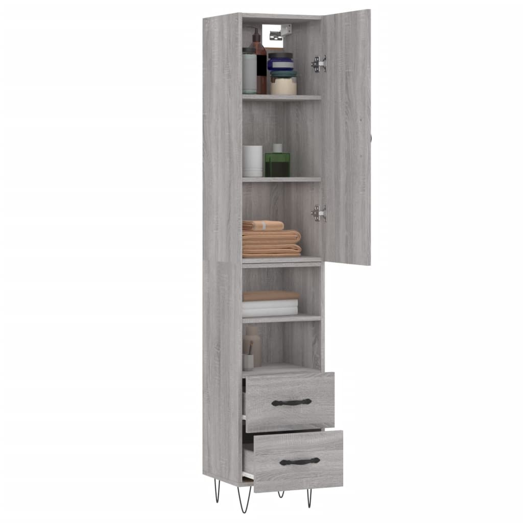 Visoka komoda siva sonome 34,5x34x180 cm od konstruiranog drva