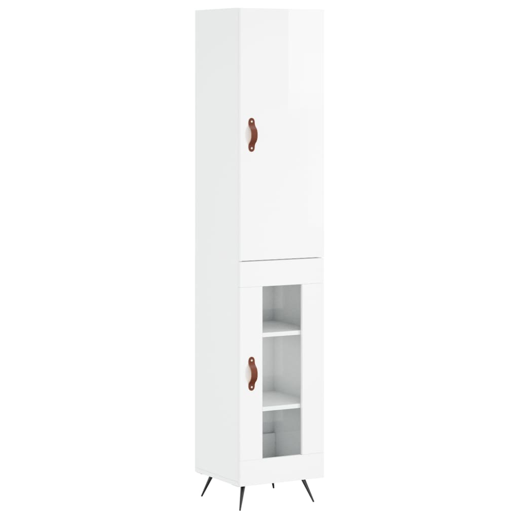 Visoka komoda sjajna bijela 34,5x34x180 cm konstruirano drvo