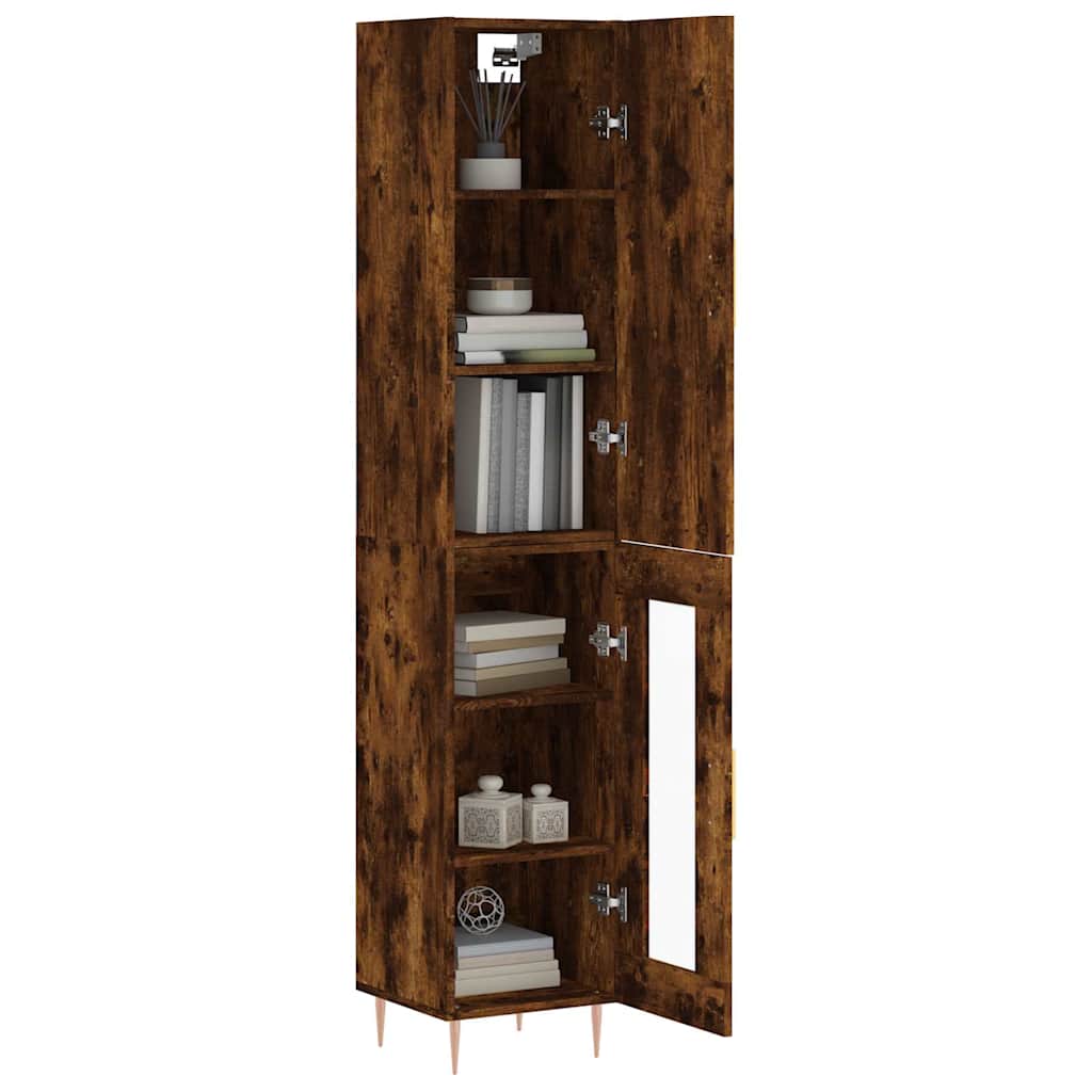Visoka komoda dimljeni hrast 34,5x34x180cm konstruiranog drva