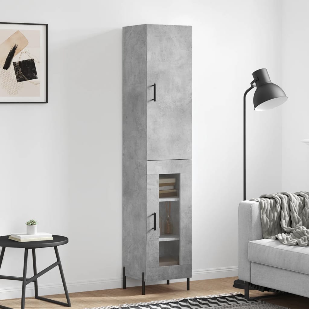 Visoka komoda siva betona 34,5x34x180 cm od konstruiranog drva