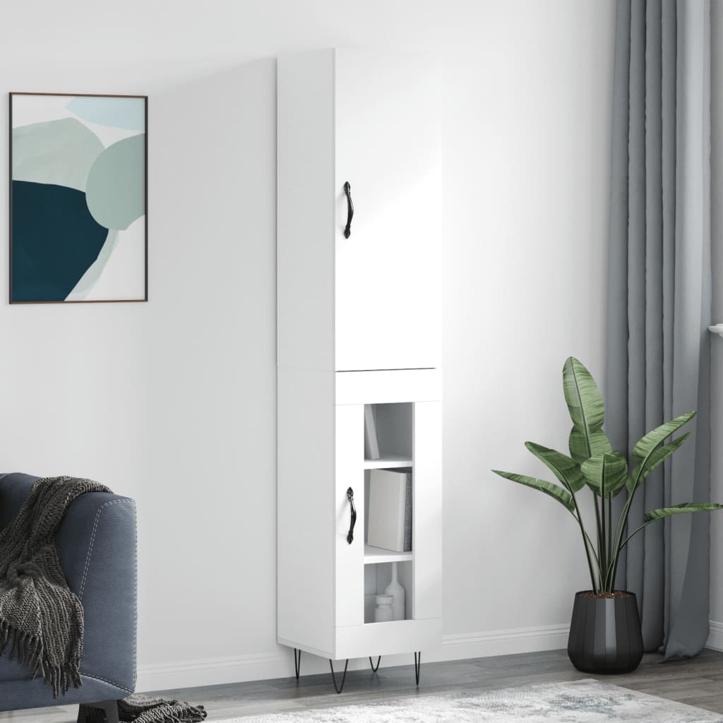 Visoka komoda bijeli 34,5x34x180 cm od konstruiranog drva