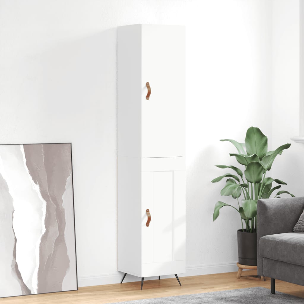 Visoka komoda sjajna bijela 34,5x34x180 cm konstruirano drvo