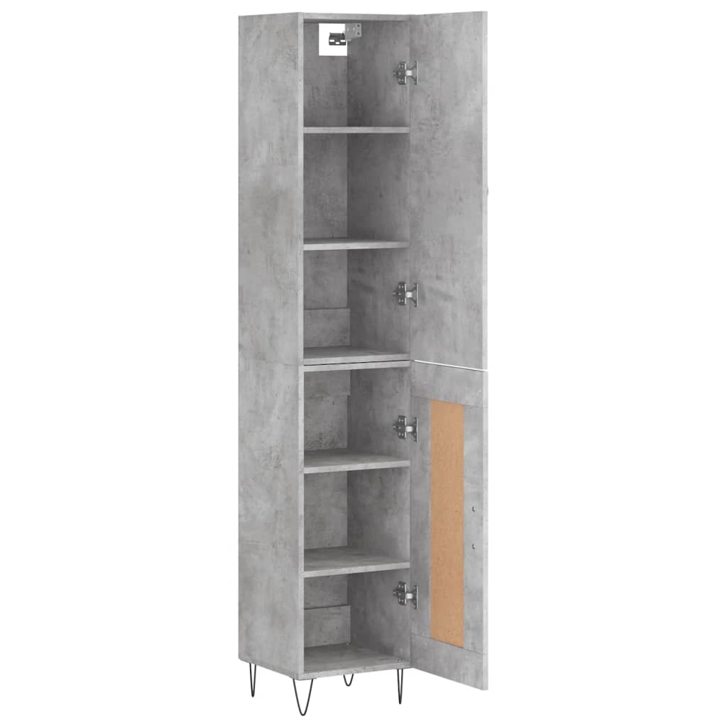 Visoka komoda siva betona 34,5x34x180 cm od konstruiranog drva