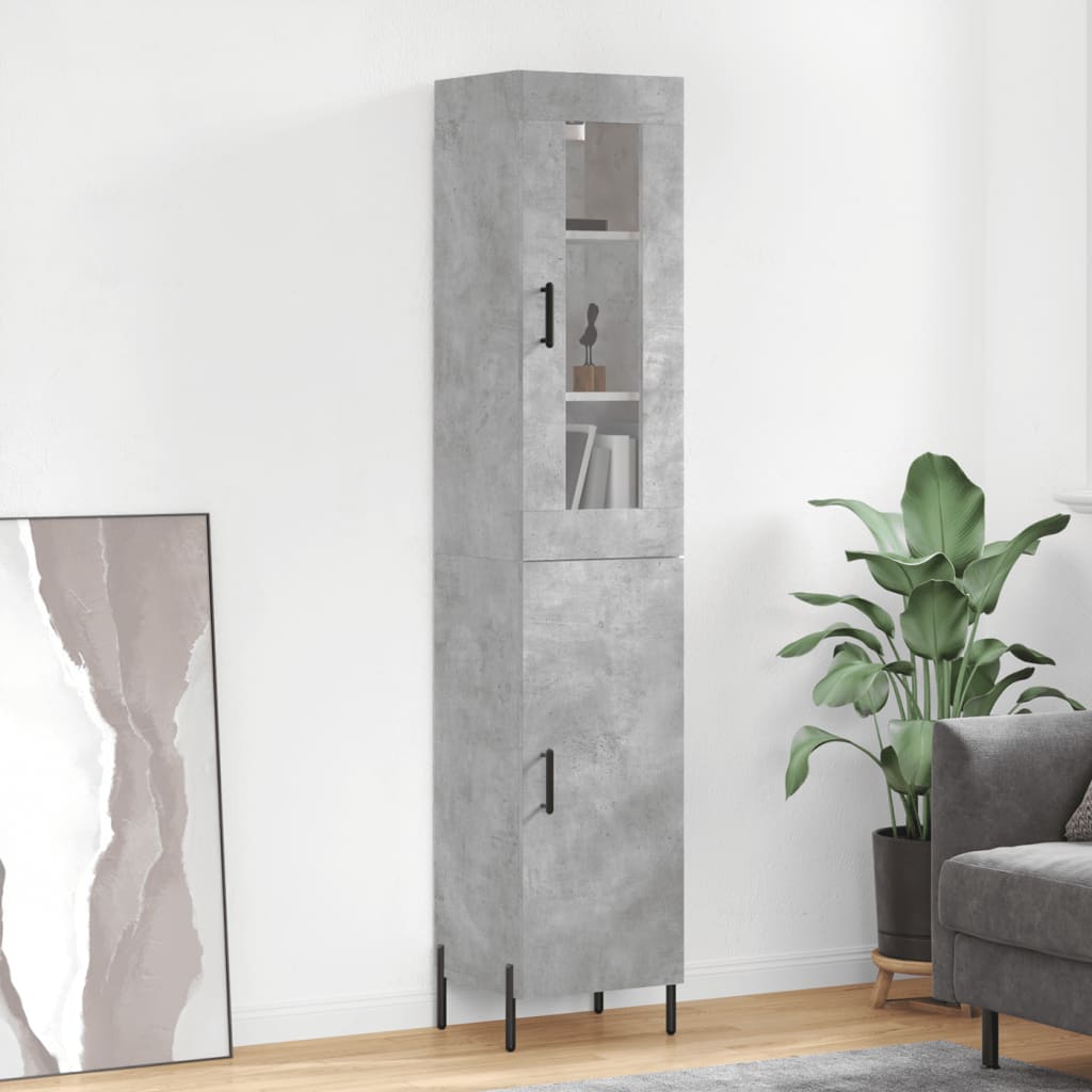 Visoka komoda siva betona 34,5x34x180 cm od konstruiranog drva