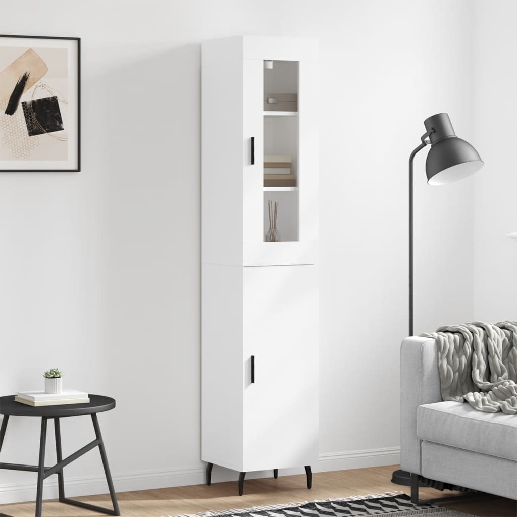 Visoka komoda bijeli 34,5x34x180 cm od konstruiranog drva