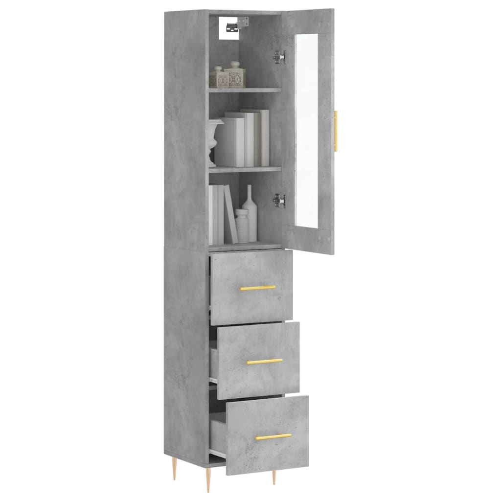 Visoka komoda siva betona 34,5x34x180 cm od konstruiranog drva