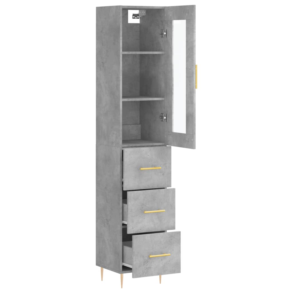 Visoka komoda siva betona 34,5x34x180 cm od konstruiranog drva
