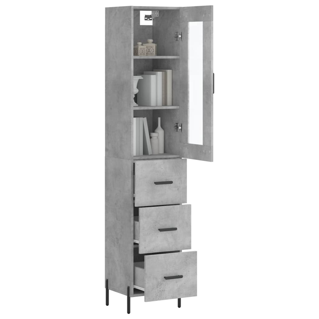 Visoka komoda siva betona 34,5x34x180 cm od konstruiranog drva