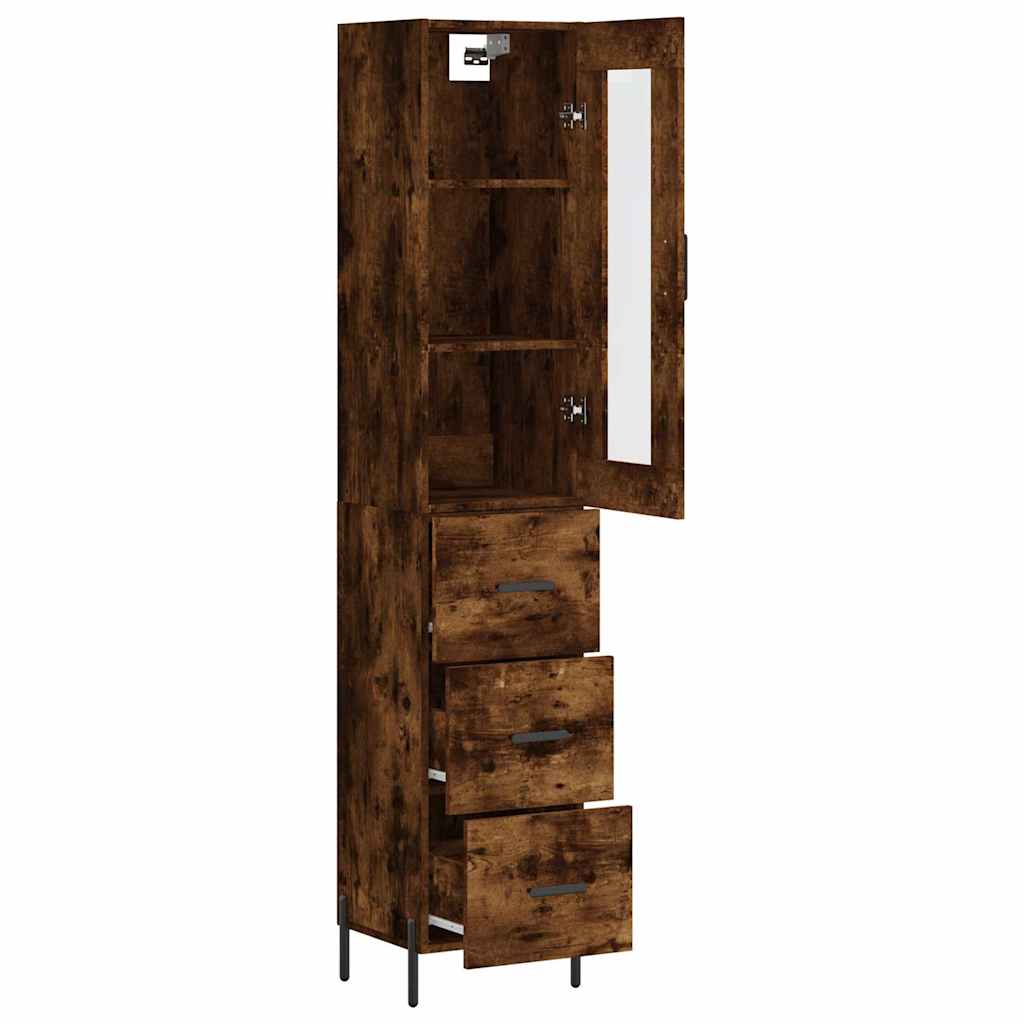 Visoka komoda dimljeni hrast 34,5x34x180cm konstruiranog drva
