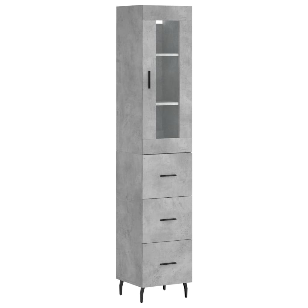 Visoka komoda siva betona 34,5x34x180 cm od konstruiranog drva
