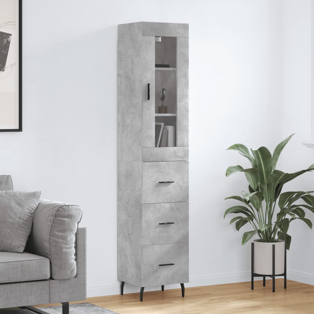 Visoka komoda siva betona 34,5x34x180 cm od konstruiranog drva