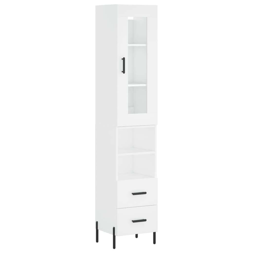 Visoka komoda bijeli 34,5x34x180 cm od konstruiranog drva