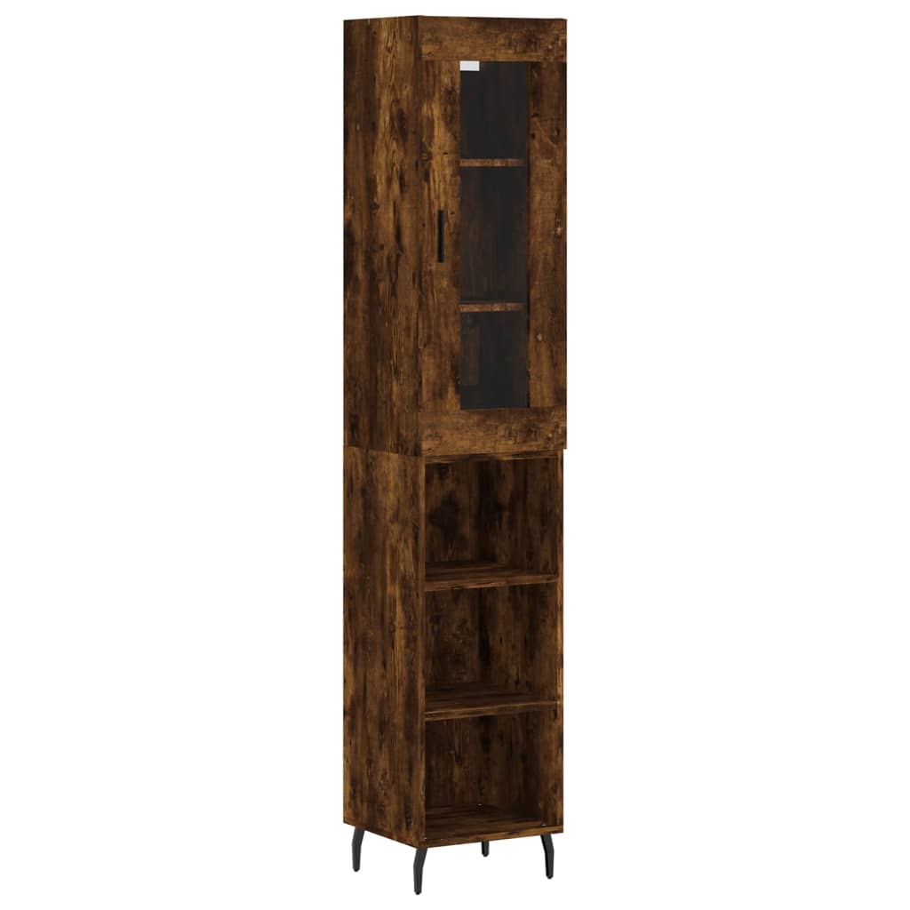 Visoka komoda dimljeni hrast 34,5x34x180cm konstruiranog drva