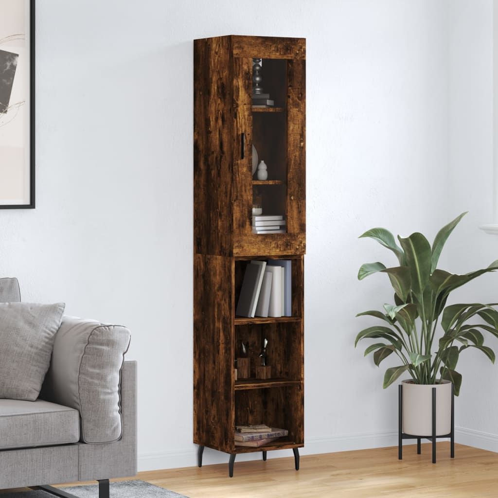 Visoka komoda dimljeni hrast 34,5x34x180cm konstruiranog drva