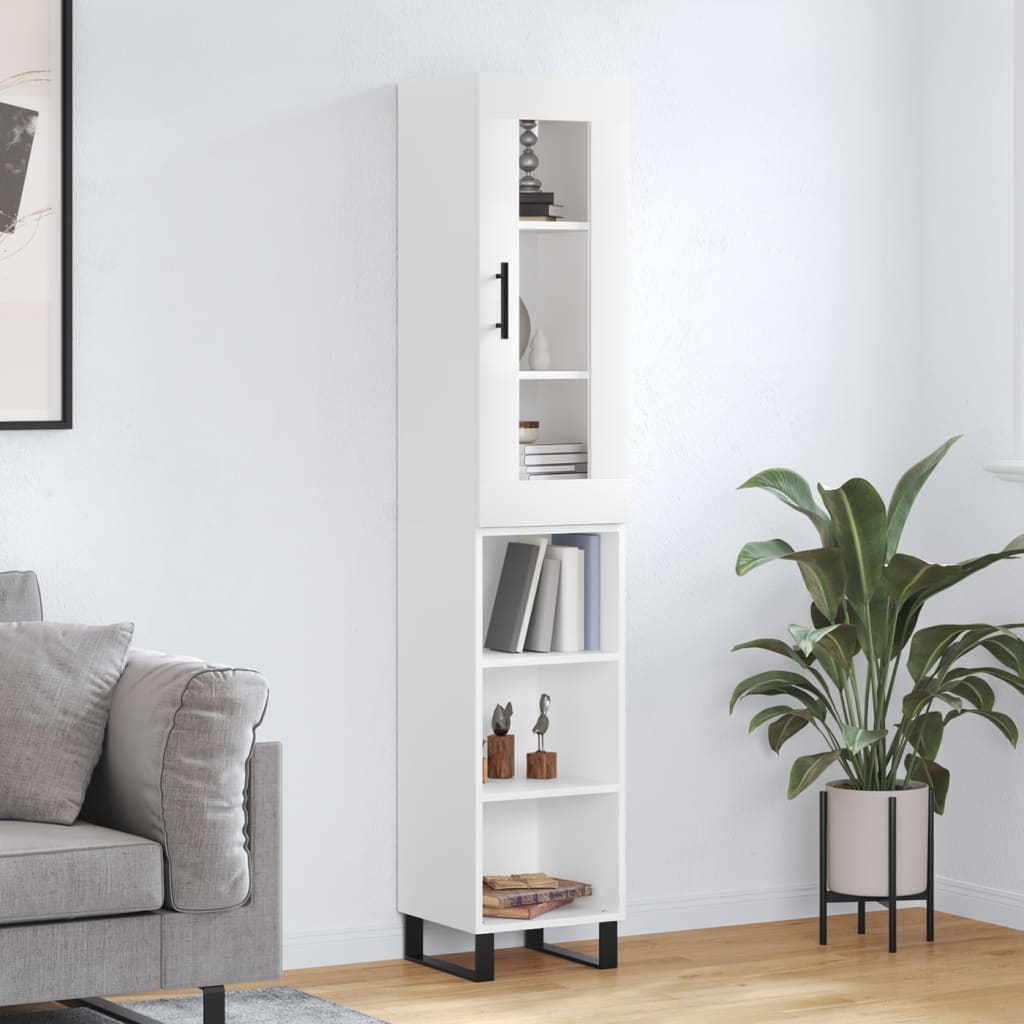 Visoka komoda bijeli 34,5x34x180 cm od konstruiranog drva