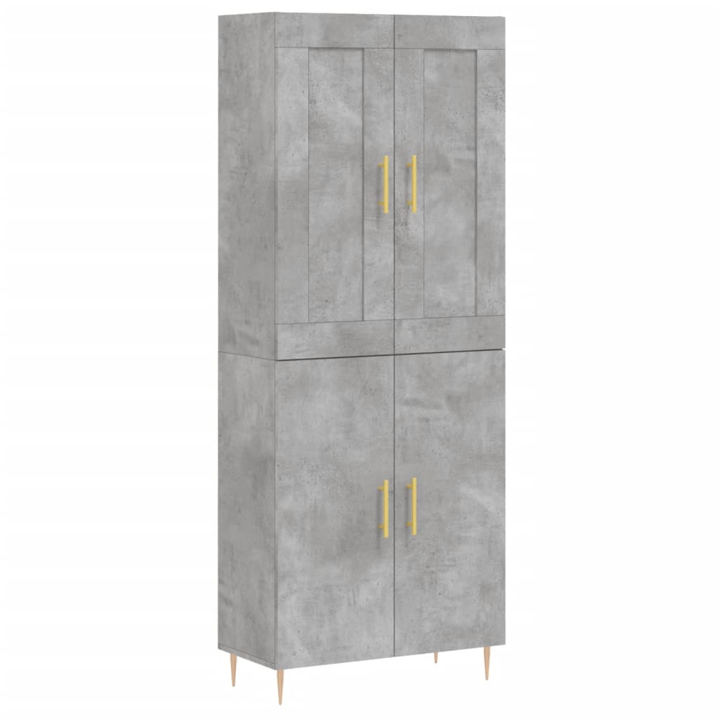 Visoka komoda siva betona 69,5x34x180 cm od konstruiranog drva