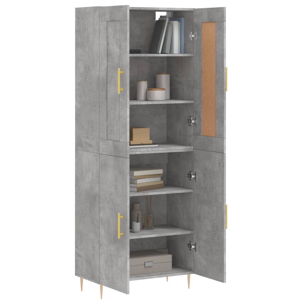Visoka komoda siva betona 69,5x34x180 cm od konstruiranog drva