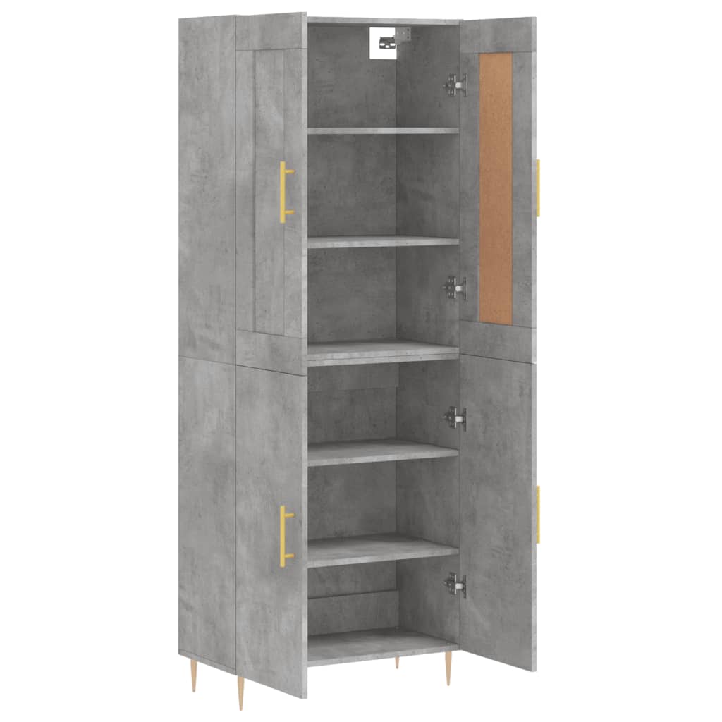 Visoka komoda siva betona 69,5x34x180 cm od konstruiranog drva