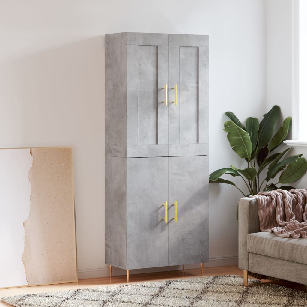 Visoka komoda siva betona 69,5x34x180 cm od konstruiranog drva