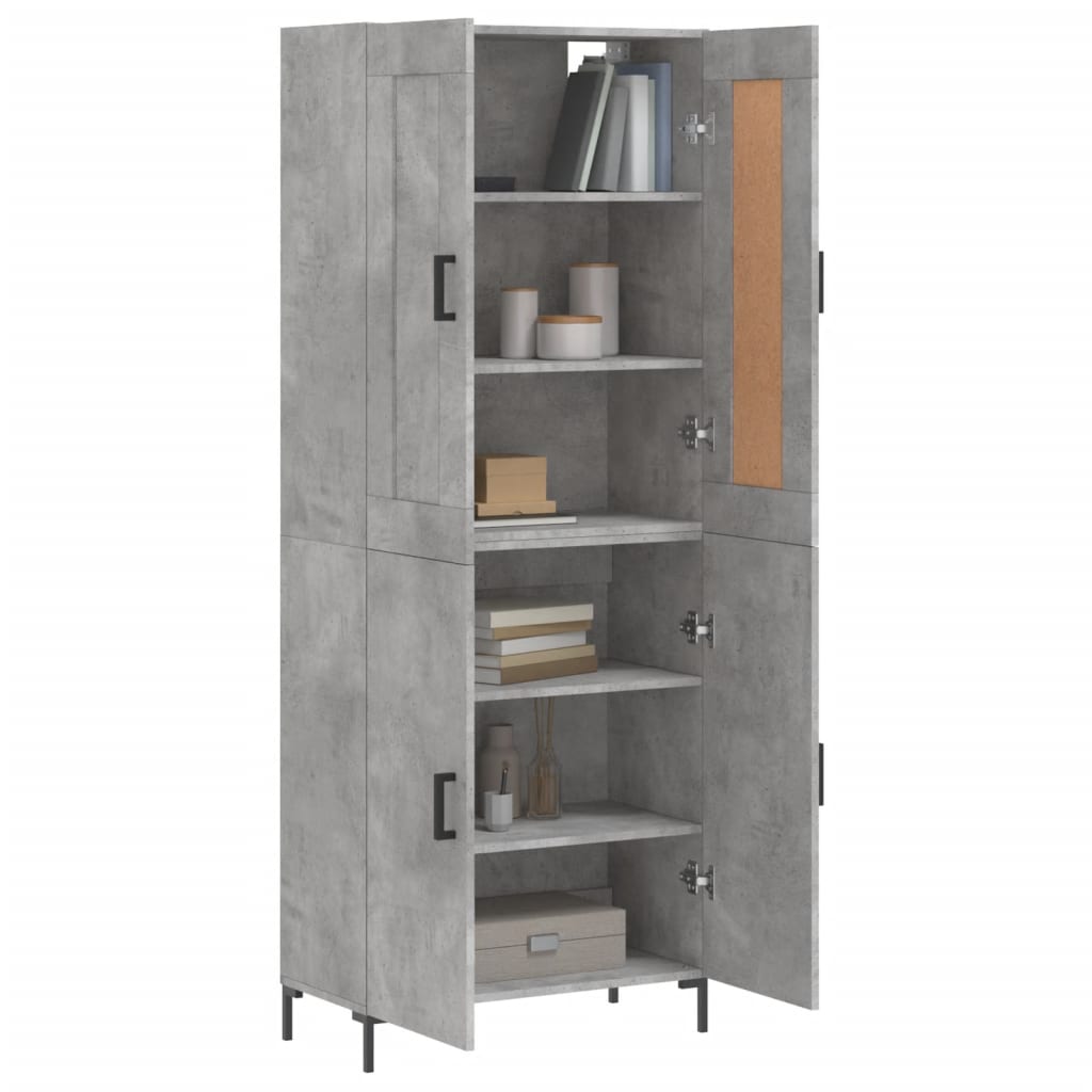 Visoka komoda siva betona 69,5x34x180 cm od konstruiranog drva