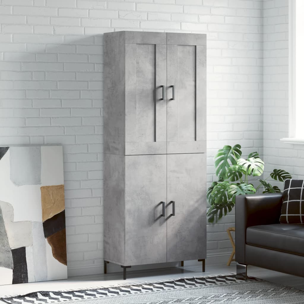 Visoka komoda siva betona 69,5x34x180 cm od konstruiranog drva