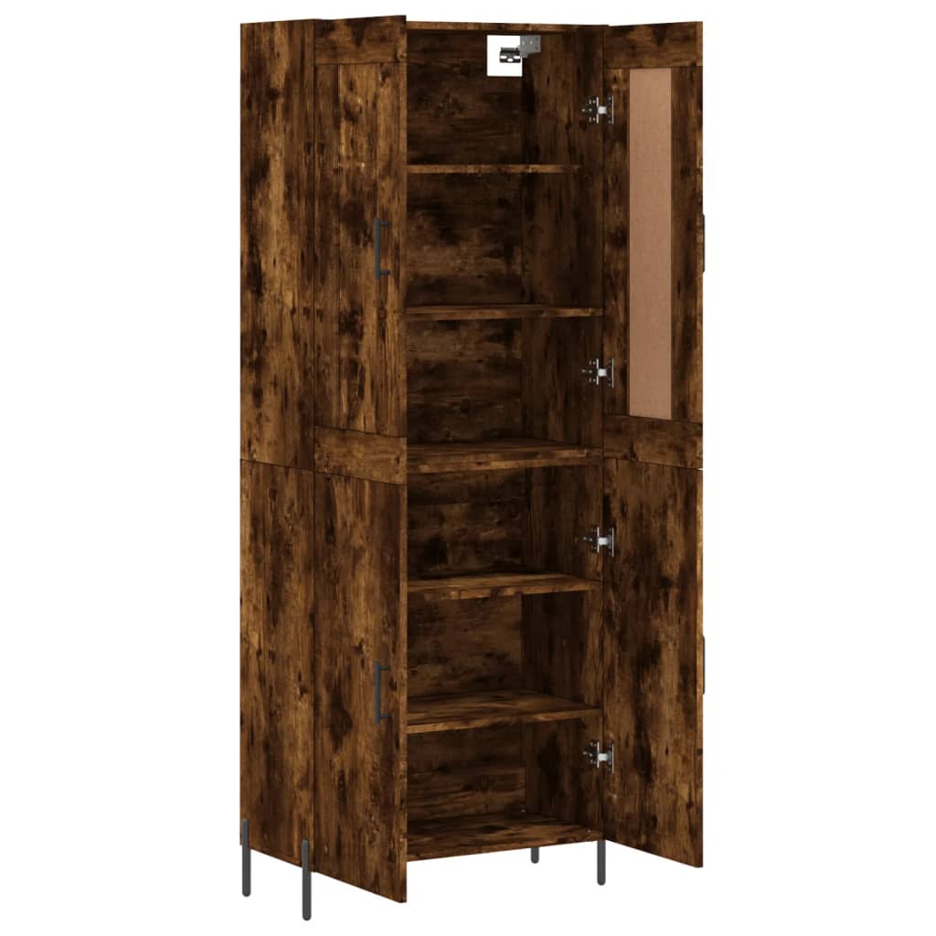Visoka komoda dimljeni hrast 69,5x34x180 cm konstruiranog drva